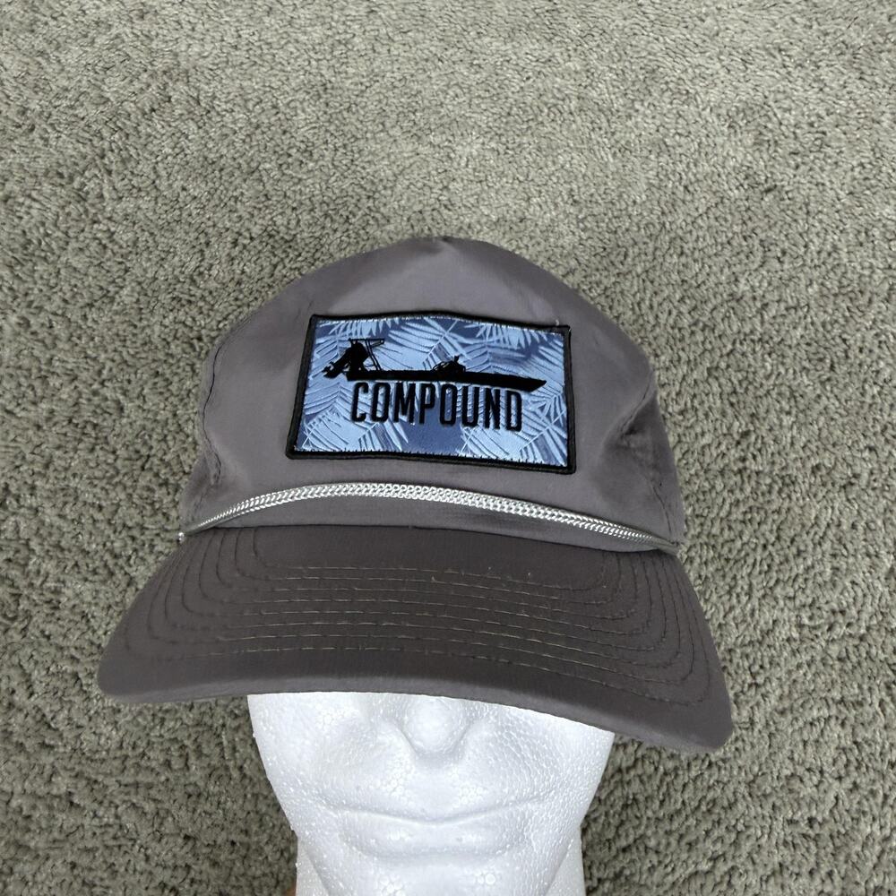 Compound Hat Cap Snap Back Mens One Size Gray Perforated Outdoor Patch